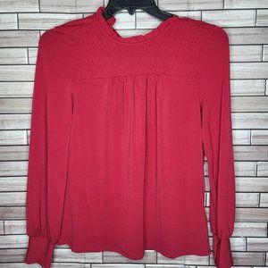 New Adrianna Papell Women's Blouse Crimson Long Sleeve Size Small Shirt Top